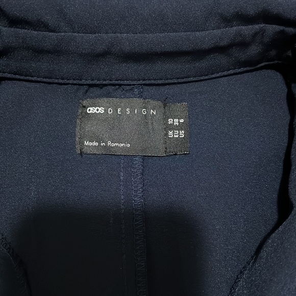 ASOS Design Navy Wrap Tie Dress - Picture 3 of 7